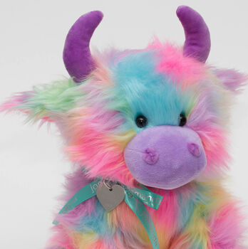 Personalised Large Highland Cow Rainbow Soft Toy, 3 of 7