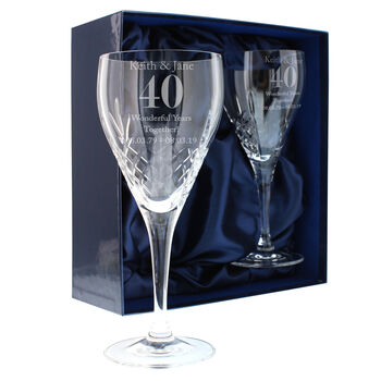 Personalised Anniversary Pair Crystal Wine Glasses, 3 of 3