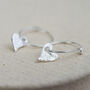 Sterling Silver Textured Tilted Heart Charm Hoops, thumbnail 3 of 9