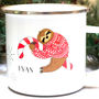 Sloth Christmas Enamel Mug, thumbnail 1 of 4