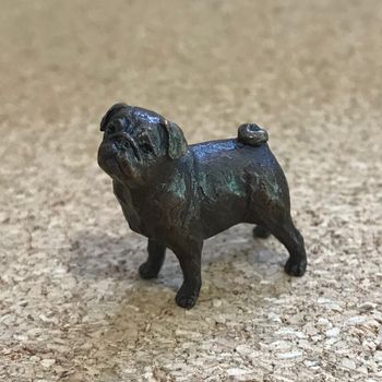 Miniature Bronze Pug Sculpture 8th Anniversary Gift, 5 of 11