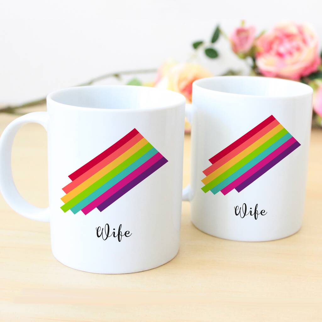 Personalised Wife And Wife Rainbow Mug Set By Chips Sprinkles Notonthehighstreet Com