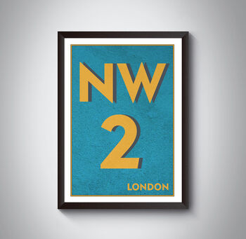 Nw2 Willesden London Typography Postcode Print, 5 of 10