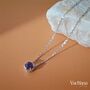 Round Purple Rhinestone Sterling Silver 925 Necklace, thumbnail 3 of 5