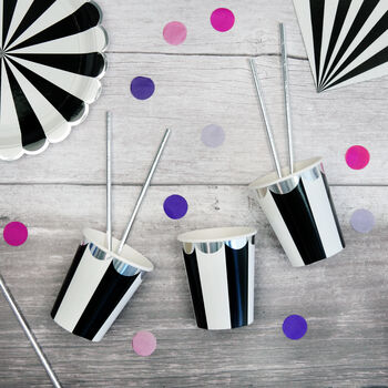 Striped Black Paper Party Cups, 2 of 4