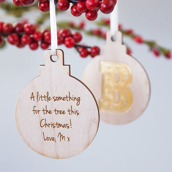 Personalised Gold Foil Initial Letter Bauble, 2 of 6