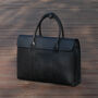 Black Leather Top Handle Briefcase, thumbnail 1 of 7