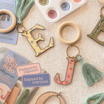 Paint Your Own Initial Keyring Kit Diy Craft Kit For Adults And Teens, 8 of 9