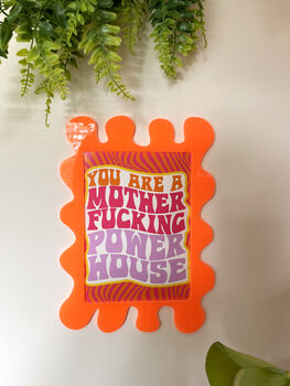 Neon Orange Wall Print Blobby Frame Free Print Included, 7 of 10