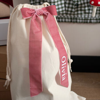 Personalised Velvet Bow Gift Sack, 4 of 12