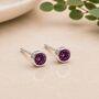 Sterling Silver February Birthstone Stud Earrings, thumbnail 2 of 5