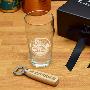 Gift Boxed Motorbike Pint Glass And Bottle Opener Set, 3 of 3