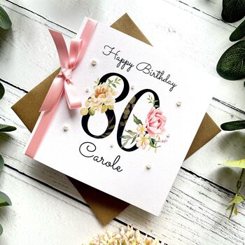 Personalised 80th Birthday Card. Handmade, 2 of 4