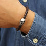 Men's Personalised Skull Bead Leather Bracelet, thumbnail 2 of 5
