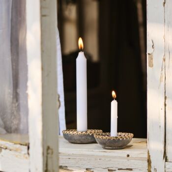 Distressed Metal And Rattan Candle Holder And Candle Set, 2 of 3