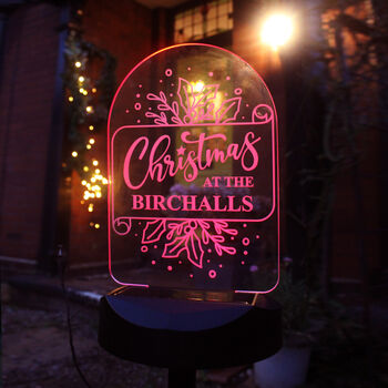 Personalised 'Christmas At The…' Garden Solar Light – Outdoor Christmas Decoration, 8 of 8
