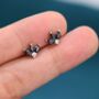 Sterling Silver Black Cz Marquise Cluster Stud Earrings, thumbnail 5 of 11