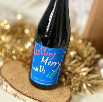 Blue Typographic Personalised Christmas Wine, 3 of 3