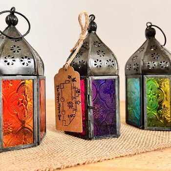 Handmade Moroccan Style Lantern Orange Blue And Purple, 8 of 8