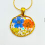 Necklace Handmade With Orange And Blue Flowers, thumbnail 1 of 12