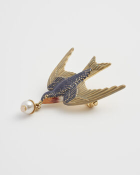 Swallow And Pearl Brooch, 5 of 8