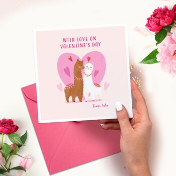 Valentine's Day Card Llamas In Love, 3 of 5