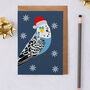 Christmas Budgie Card Wearing A Santa Hat, thumbnail 1 of 2