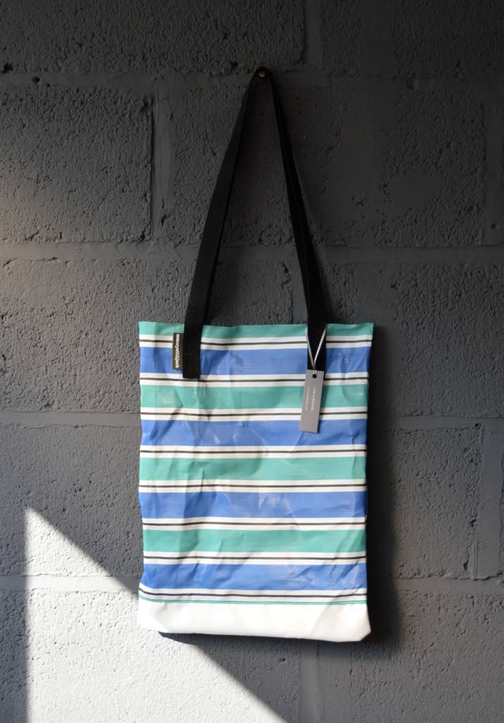 Longline Stripy Blue Deckchair Canvas Tote Shopper Bag By Wyatt and ...