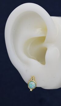 Sterling Silver Green Opal Huggie Hoop Earrings, 5 of 11
