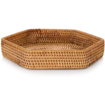 Set Of Two Hexagon Woven Rattan Serving Tray, 7 of 7