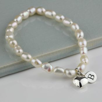 Personalised Freshwater Pearl Heart Bracelet, 2 of 9