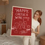 Happy Cheese And Wine Season Christmas Print, thumbnail 2 of 4