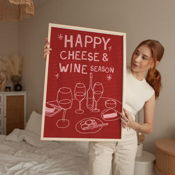 Happy Cheese And Wine Season Christmas Print, 2 of 4