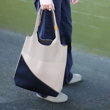 Colour Block Shoulder Shopper Tote Bag, 3 of 10