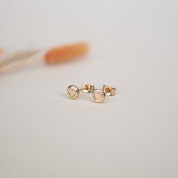 Recycled Gold Nugget Studs Featuring Tiny Hearts, 3 of 4