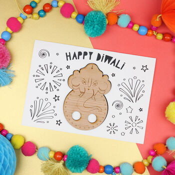 Diwali Ganesha Finger Puppet And Colouring In Card, 2 of 4