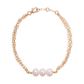 Gold Plated Or Sterling Silver Triple Pearl Bracelet, 3 of 7