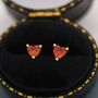 Sterling Silver Tiny Garnet Red Cz Heart Stud Earrings, thumbnail 2 of 12