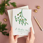 Personalised Gold Foil Mistletoe Christmas Card, thumbnail 1 of 2