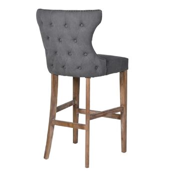 Stone Wash Grey Button Back Bar Kitchen Dining Stool, 2 of 2