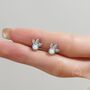 Sterling Silver White Opal And Leaf Motif Stud Earrings, thumbnail 5 of 12