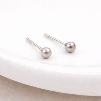 Sterling Silver Grey Freshwater Pearl Micro Stud Earrings – 3mm, 2 of 4