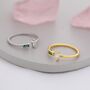 Sterling Silver Emerald Green Cz Marquise And Baguette Open Ring, thumbnail 5 of 12