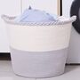 61 L White And Grey Cotton Rope Woven Basket, thumbnail 1 of 9