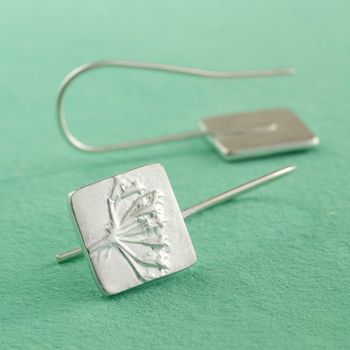 Seedhead Square Recycled Silver Handmade Earrings, 3 of 9