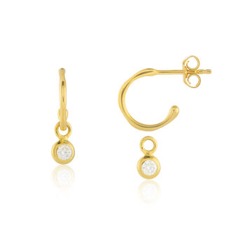 Hampton Moissanite And Gold Plated Hoop Earrings, 2 of 4