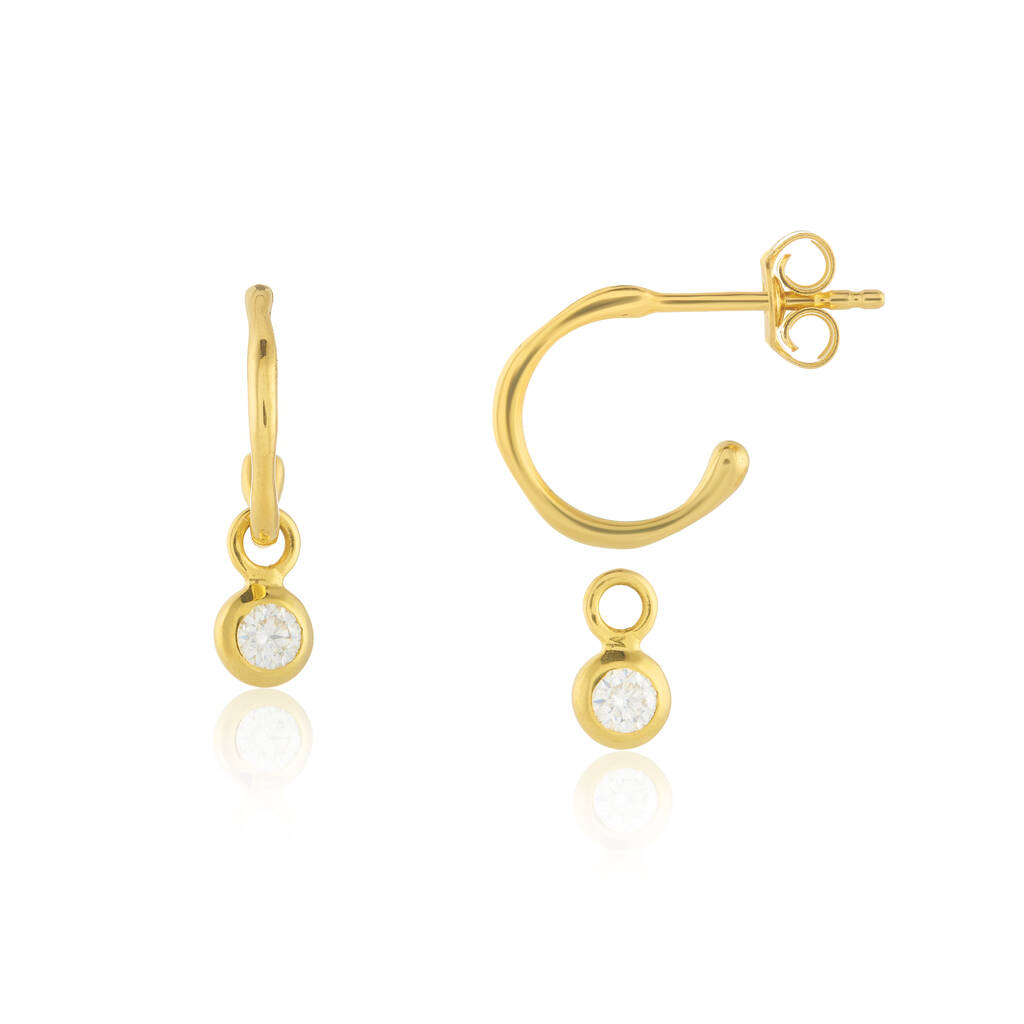 Hampton Moissanite And Gold Plated Hoop Earrings, 1 of 4