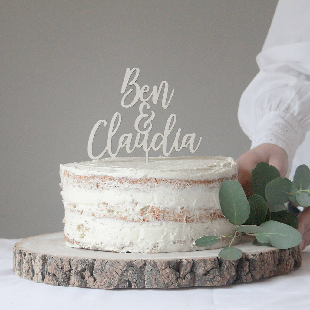 Personalised Minimal Wooden Wedding Cake Topper, 1 of 5