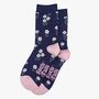 Women's Bamboo Socks Ditsy Floral Navy Blue, thumbnail 3 of 4