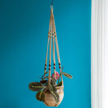 Jute Rope Hanging Planter With Beads 89cm, 3 of 4